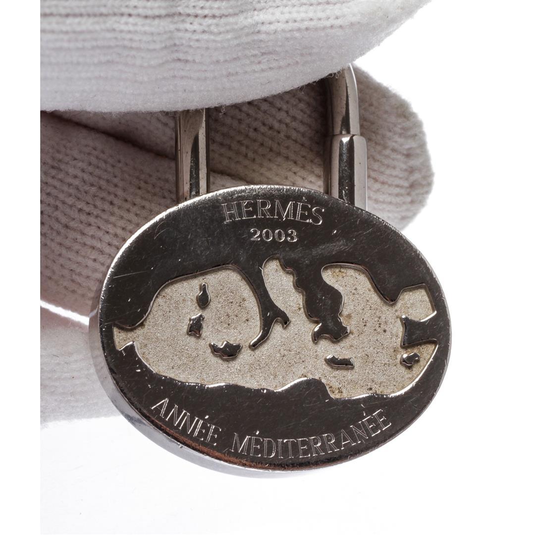 Hermes Silver Palladium Lock Charm