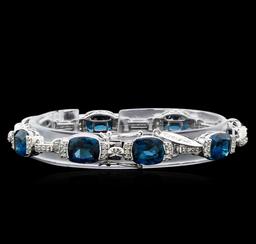 Crayola 27.00 ctw Blue Topaz and White Sapphire Bracelet - .925 Silver