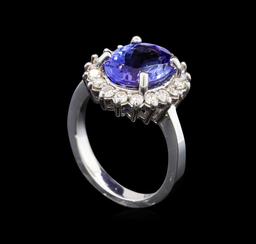 14KT White Gold 3.87 ctw Tanzanite and Diamond Ring