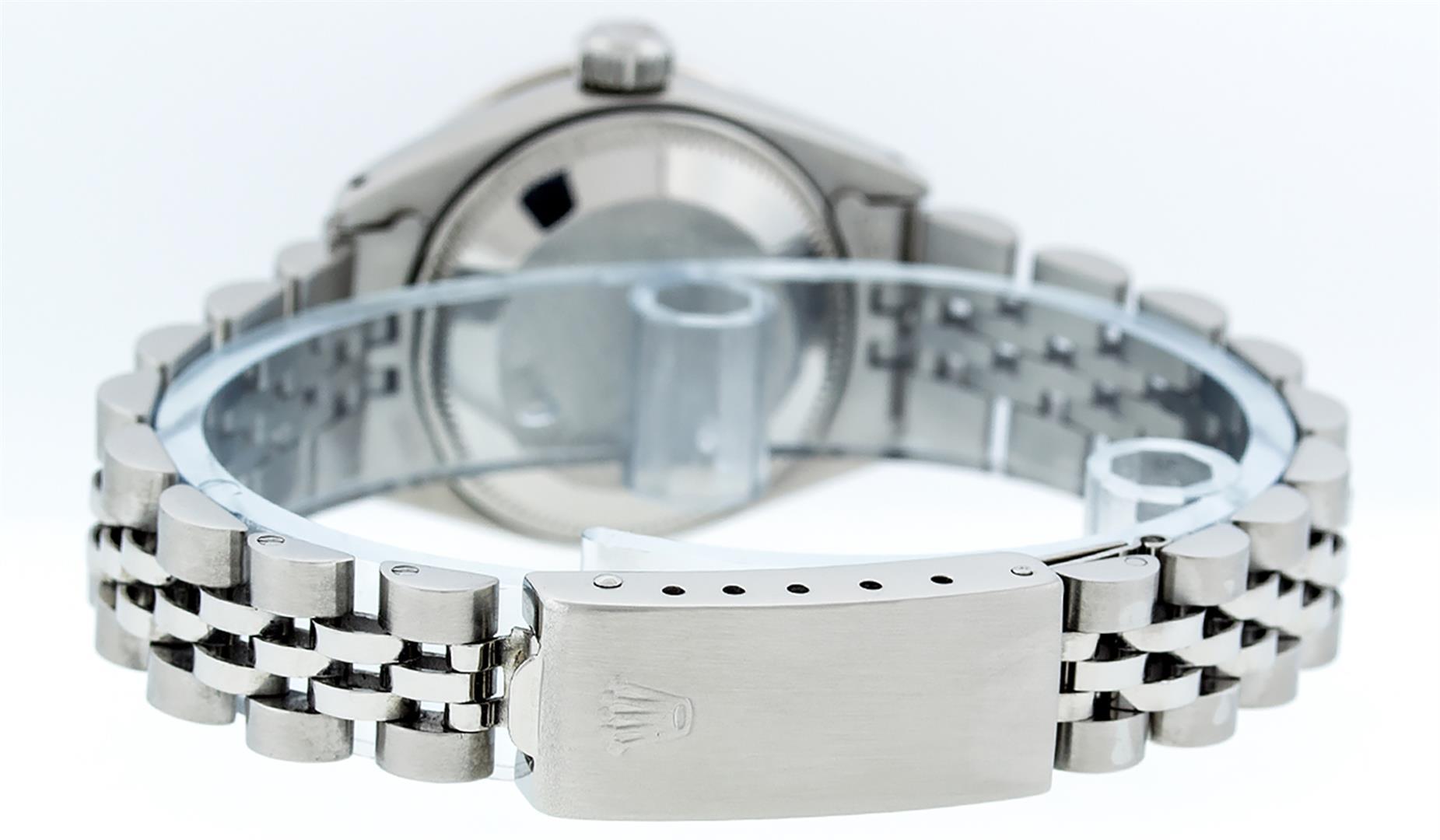 Rolex Ladies Stainless Steel Ice Blue Diamond & Sapphire Datejust Wristwatch