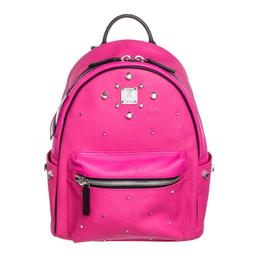 MCM Beet Root Pink Small Coated Canvas Stark Odeon Backpack