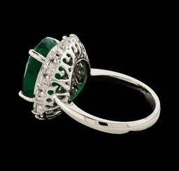 7.16 ctw Emerald and Diamond Ring - 14KT White Gold