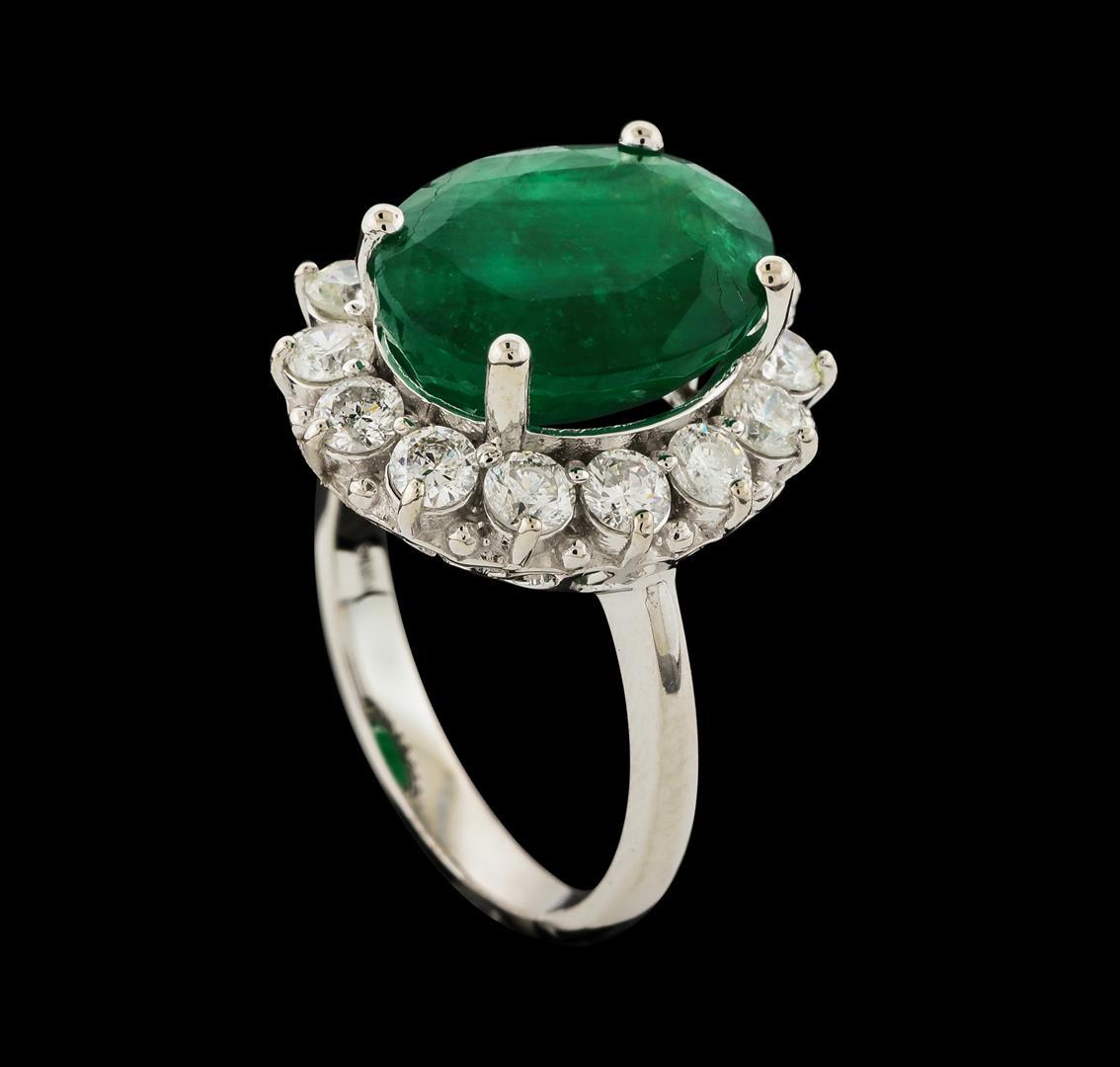 7.16 ctw Emerald and Diamond Ring - 14KT White Gold