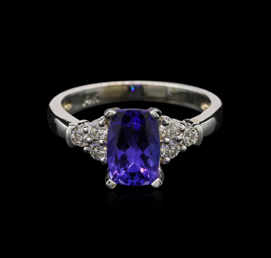 1.74 ctw Tanzanite and Diamond Ring - 14KT White Gold