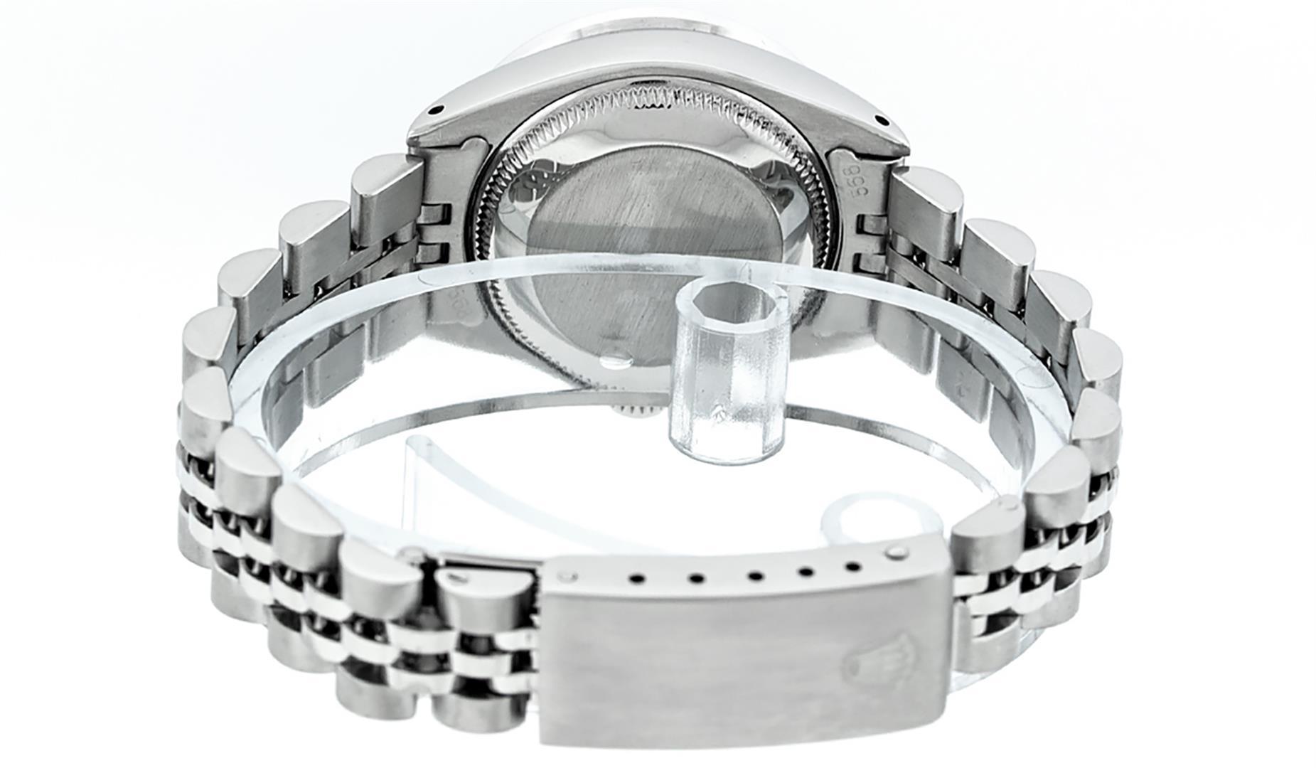 Rolex Ladies Stainless Steel Slate Grey Pyramid Diamond Datejust Wristwatch