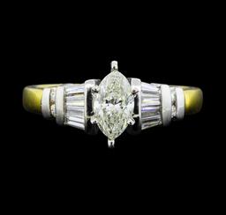 1.01 ctw Diamond Ring - -18KT Yellow Gold and Platinum