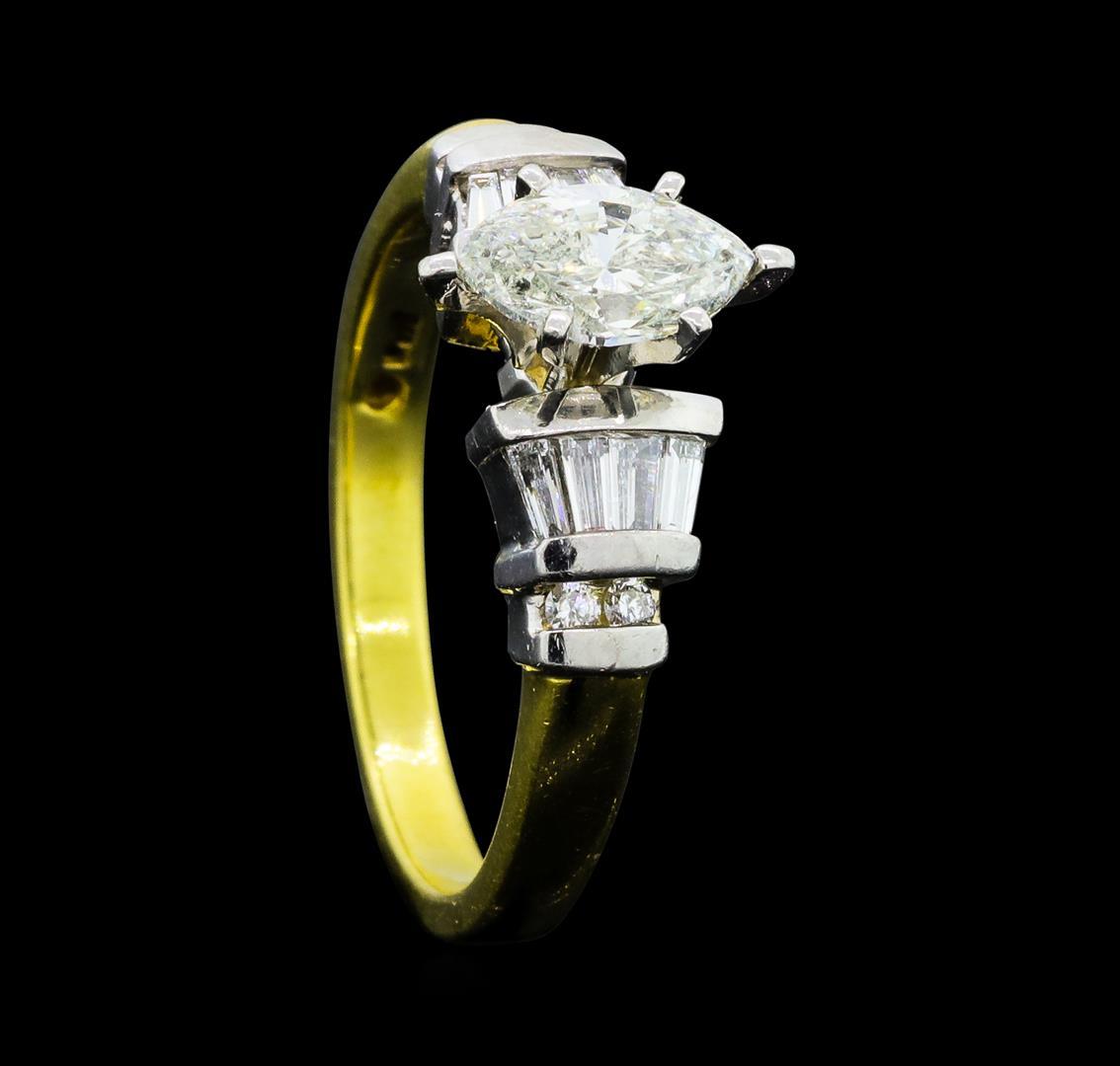 1.01 ctw Diamond Ring - -18KT Yellow Gold and Platinum