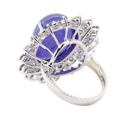 26.38 ctw Tanzanite and Diamond Ring - 14KT White Gold