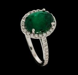 3.45 ctw Emerald and Diamond Ring - 14KT White Gold
