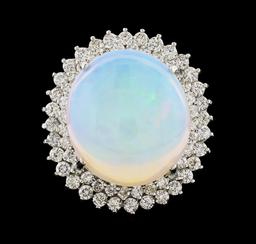 17.42 ctw Opal and Diamond Ring - 14KT White Gold