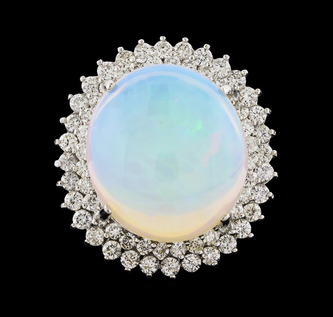 17.42 ctw Opal and Diamond Ring - 14KT White Gold