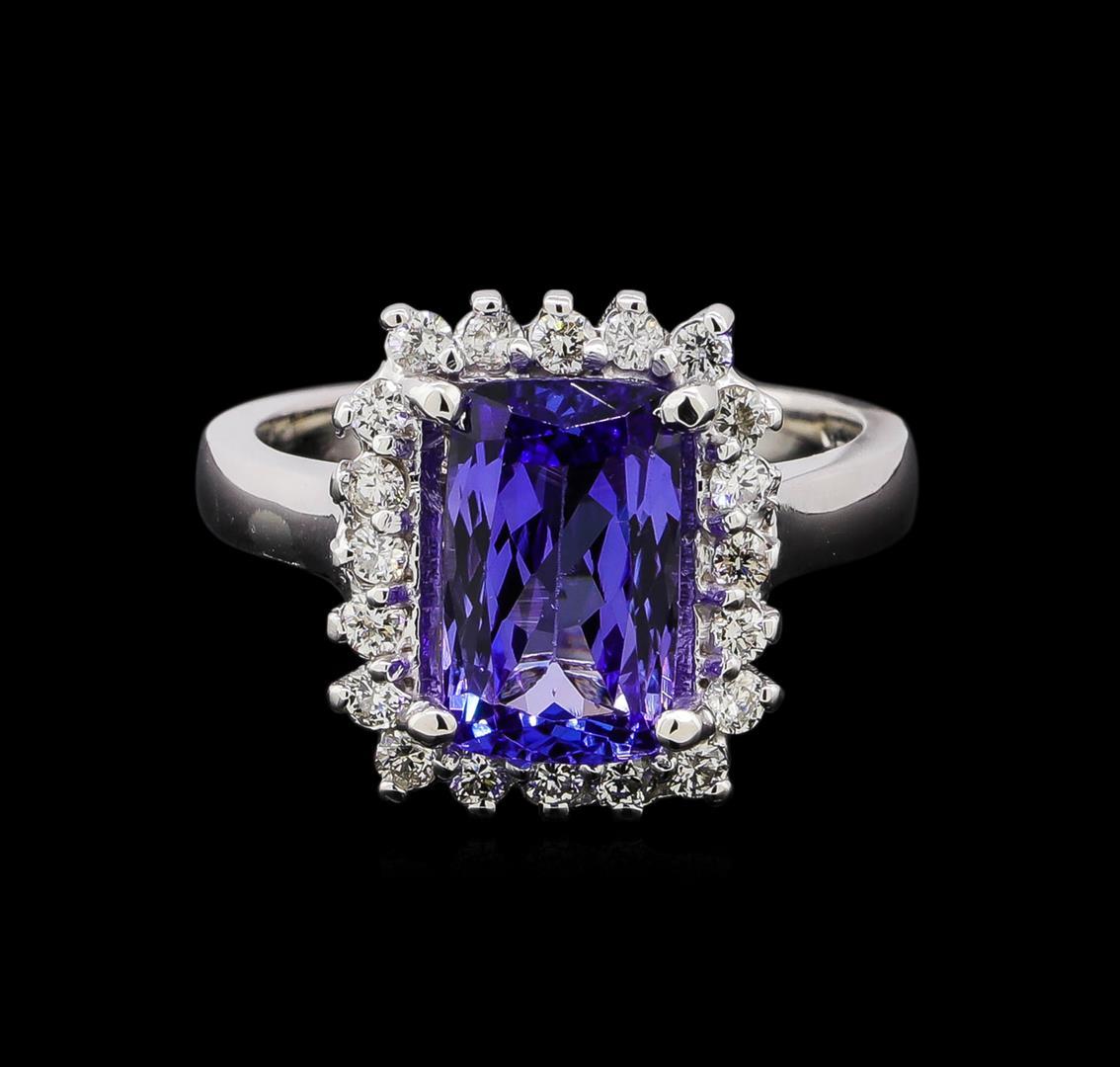 3.25 ctw Tanzanite and Diamond Ring - 14KT White Gold