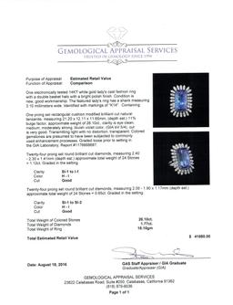 GIA Cert 26.10 ctw Tanzanite and Diamond Ring - 14KT White Gold