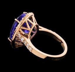 GIA Cert 8.88 ctw Tanzanite and Diamond Ring - 14KT Rose Gold