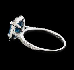 1.96 ctw Blue Zircon and Diamond Ring -  Platinum