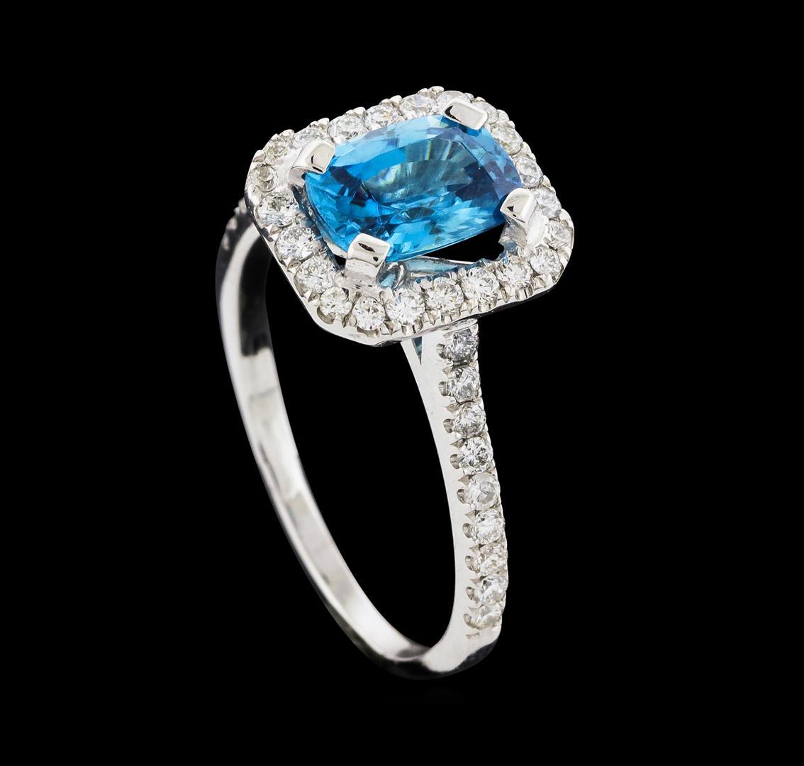 1.96 ctw Blue Zircon and Diamond Ring -  Platinum