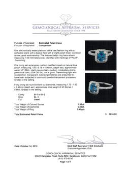 1.96 ctw Blue Zircon and Diamond Ring -  Platinum