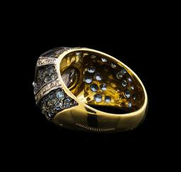 2.00 ctw Smoky Quartz, Topaz and Diamond Ring - 14KT Yellow Gold