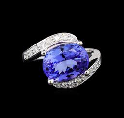 14KT White Gold 5.13 ctw Tanzanite and Diamond Ring