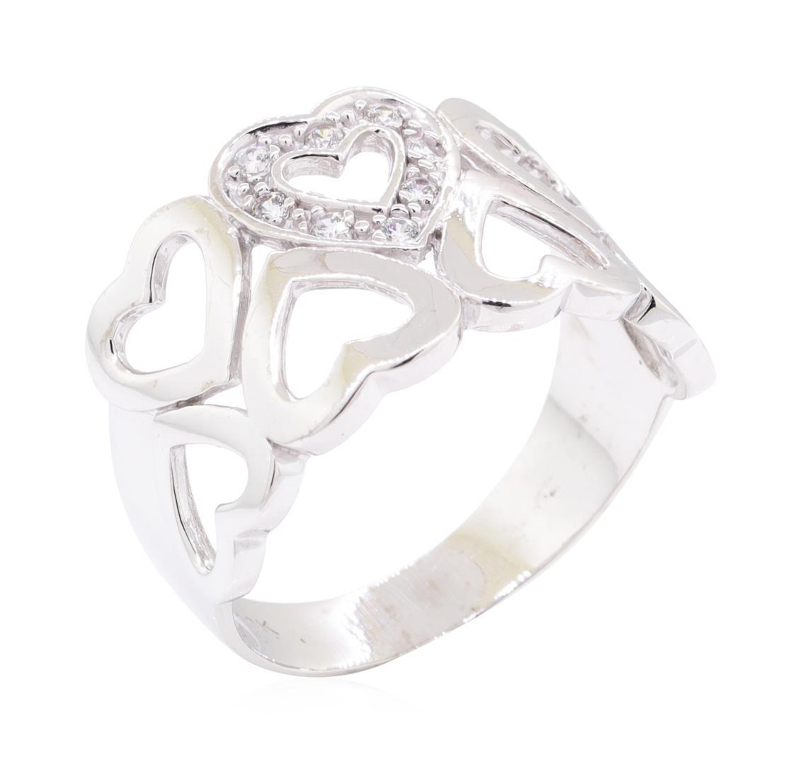 0.12 ctw Diamond Heart Motif Ring - 10KT White Gold