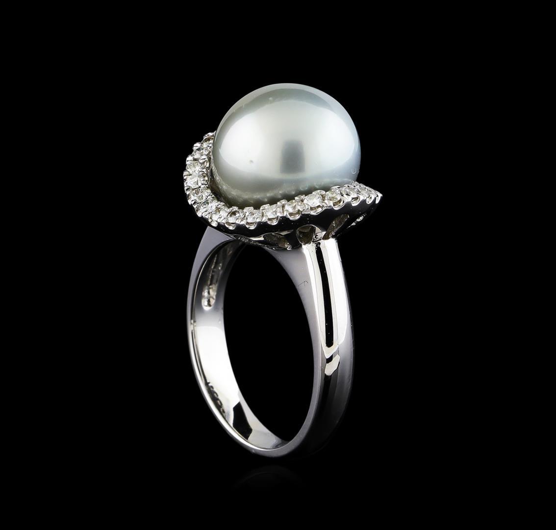 0.40 ctw Pearl and Diamond Ring - 14KT White Gold