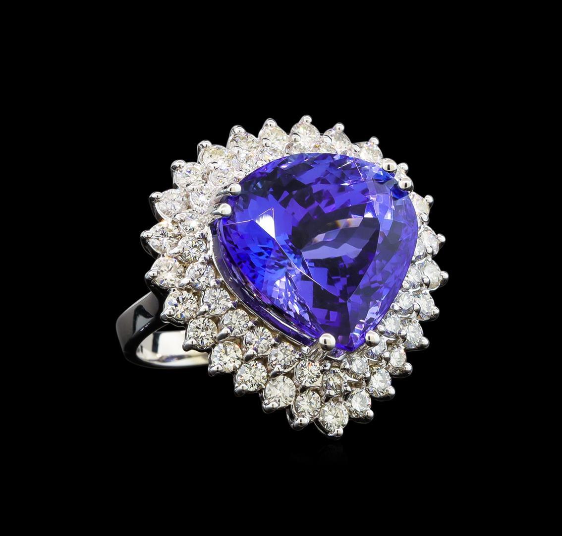 GIA Cert 19.04 ctw Tanzanite and Diamond Ring - 14KT White Gold