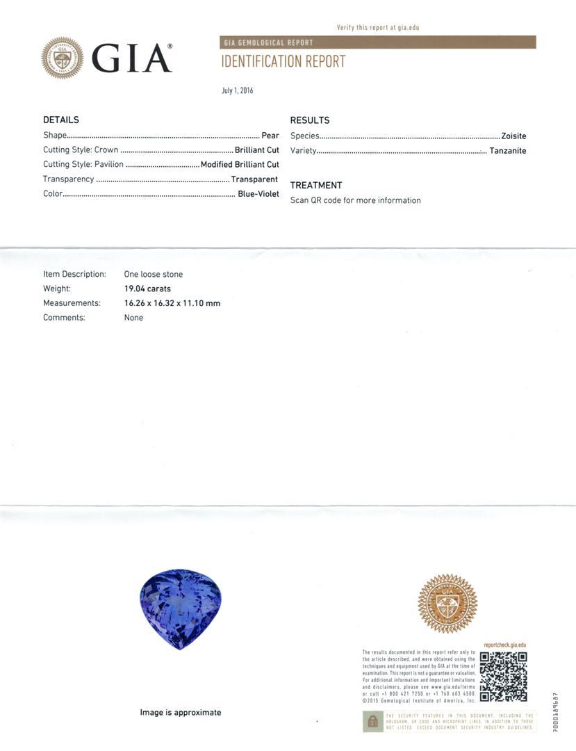 GIA Cert 19.04 ctw Tanzanite and Diamond Ring - 14KT White Gold
