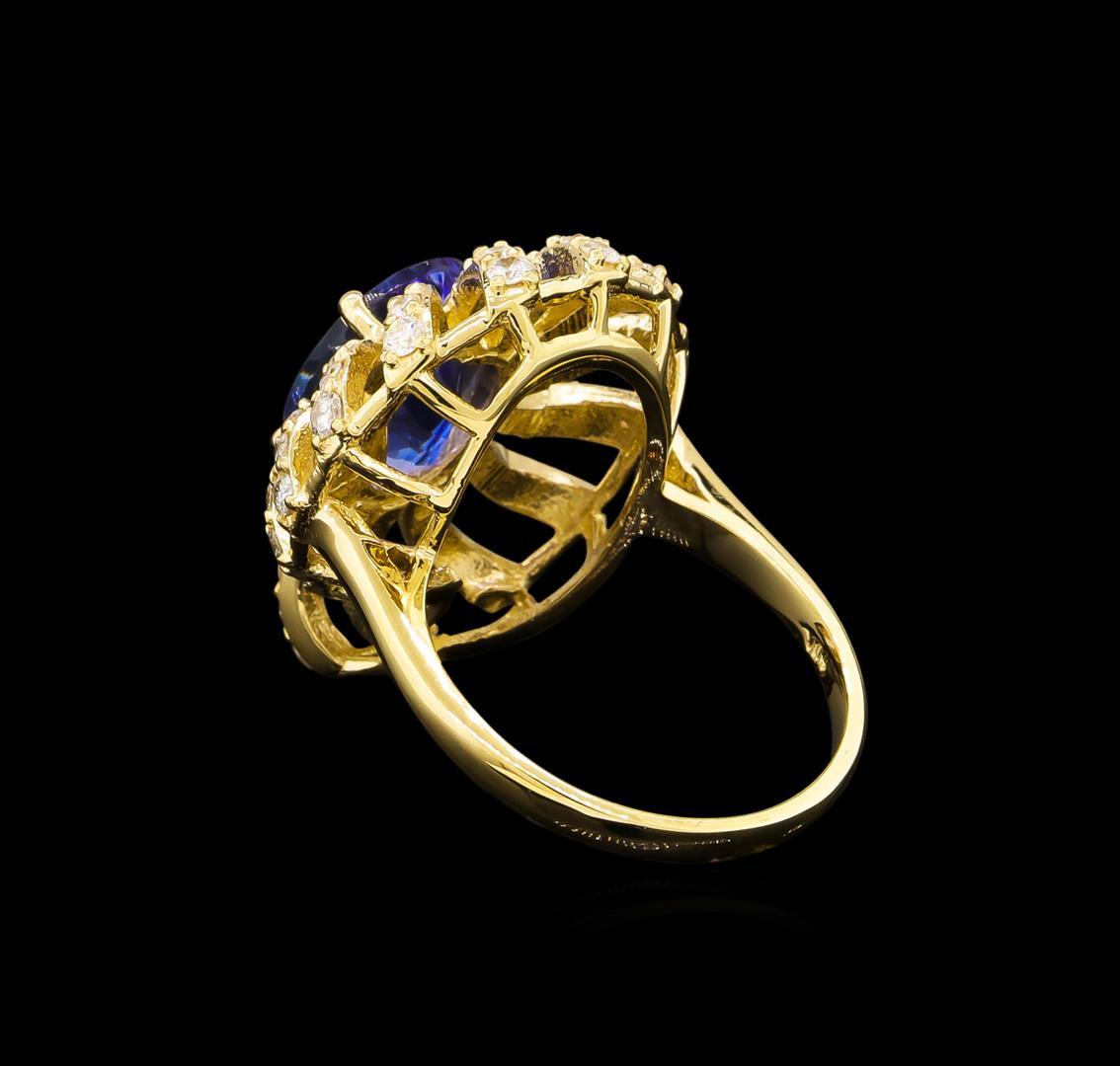 3.76 ctw Tanzanite and Diamond Ring - 14KT Yellow Gold