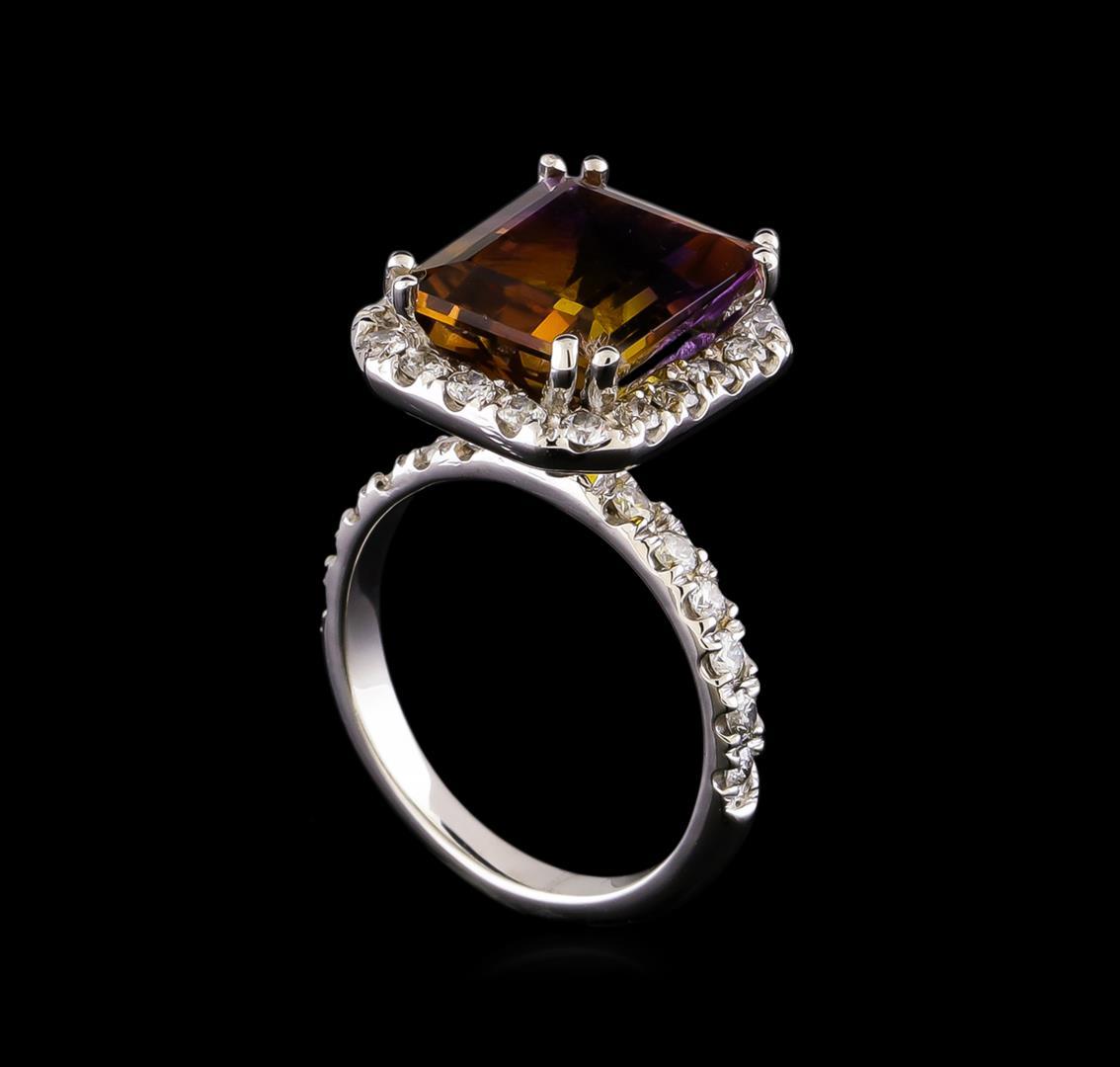 4.87 ctw Ametrine and Diamond Ring - 14KT White Gold