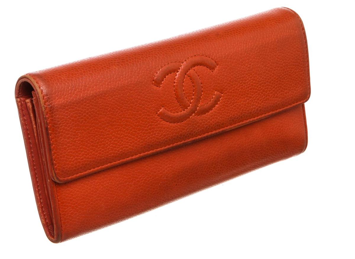 Chanel Red Caviar Leather CC Long Flap Wallet