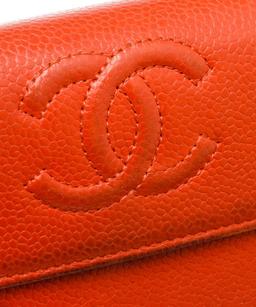 Chanel Red Caviar Leather CC Long Flap Wallet