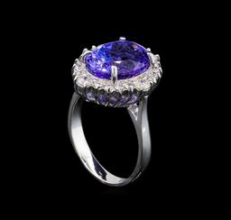 14KT White Gold 3.67 ctw Tanzanite and Diamond Ring