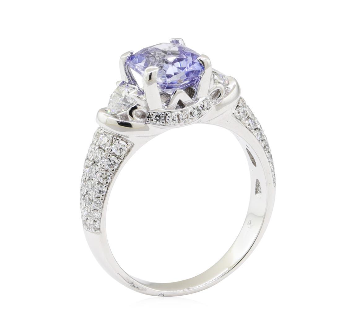 3.20 ctw Sapphire and Diamond Ring - 18KT White Gold