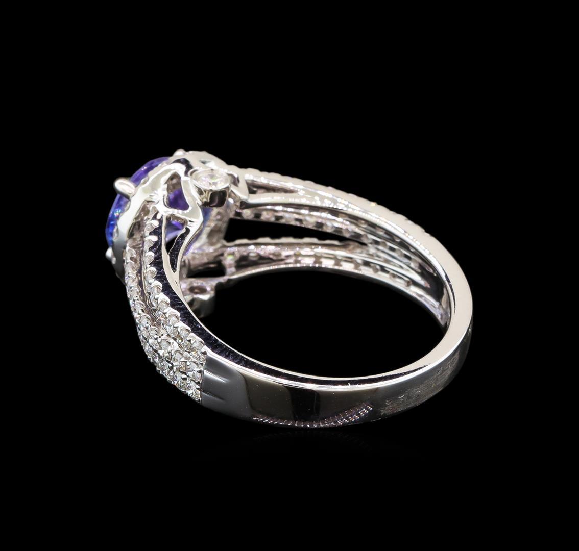 14KT White Gold 1.56 ctw Tanzanite and Diamond Ring