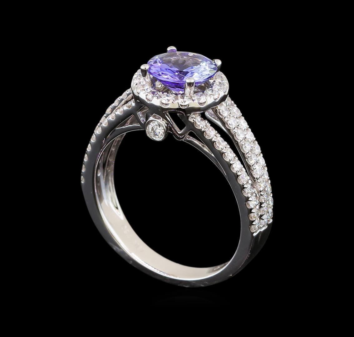 14KT White Gold 1.56 ctw Tanzanite and Diamond Ring