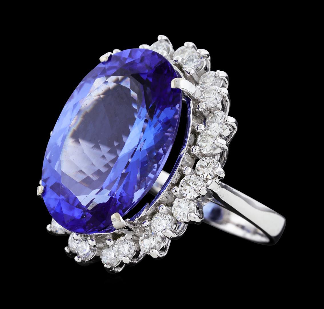 16.10 ctw Tanzanite and Diamond Ring - 14KT White Gold