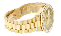 Rolex Mens 18K Yellow Gold Champagne Diamond 6.5 ctw Quickset President Wristwat