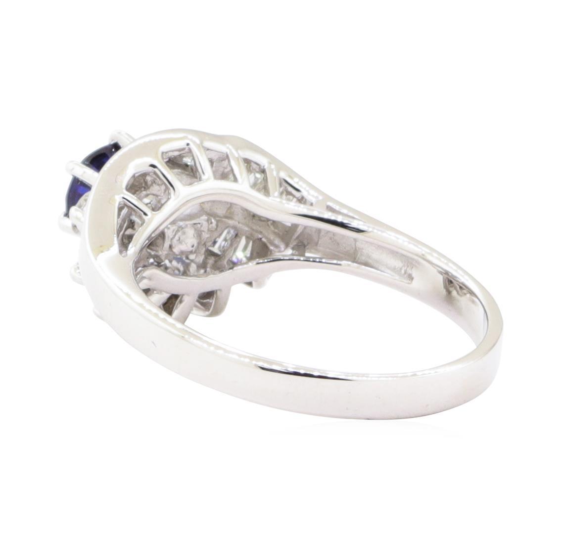 1.13 ctw Sapphire and Diamond Ring - 14KT White Gold