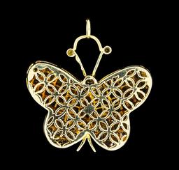 7.00 ctw Diamond Butterfly Pendant - 18KT Yellow Gold