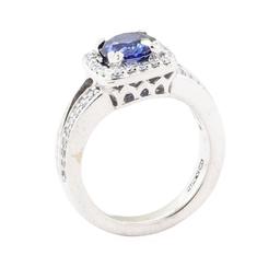 2.28 ctw Sapphire And Diamond Ring - 14KT White Gold