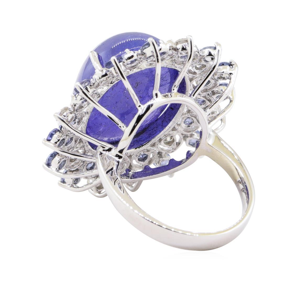 26.38 ctw Tanzanite and Diamond Ring - 14KT White Gold