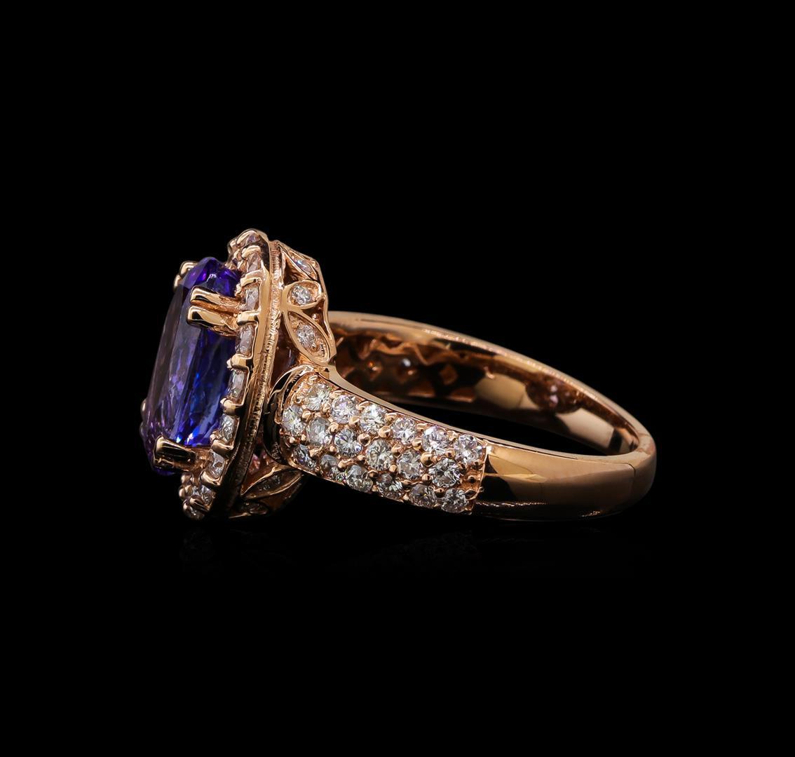 3.31 ctw Tanzanite and Diamond Ring - 14KT Rose Gold