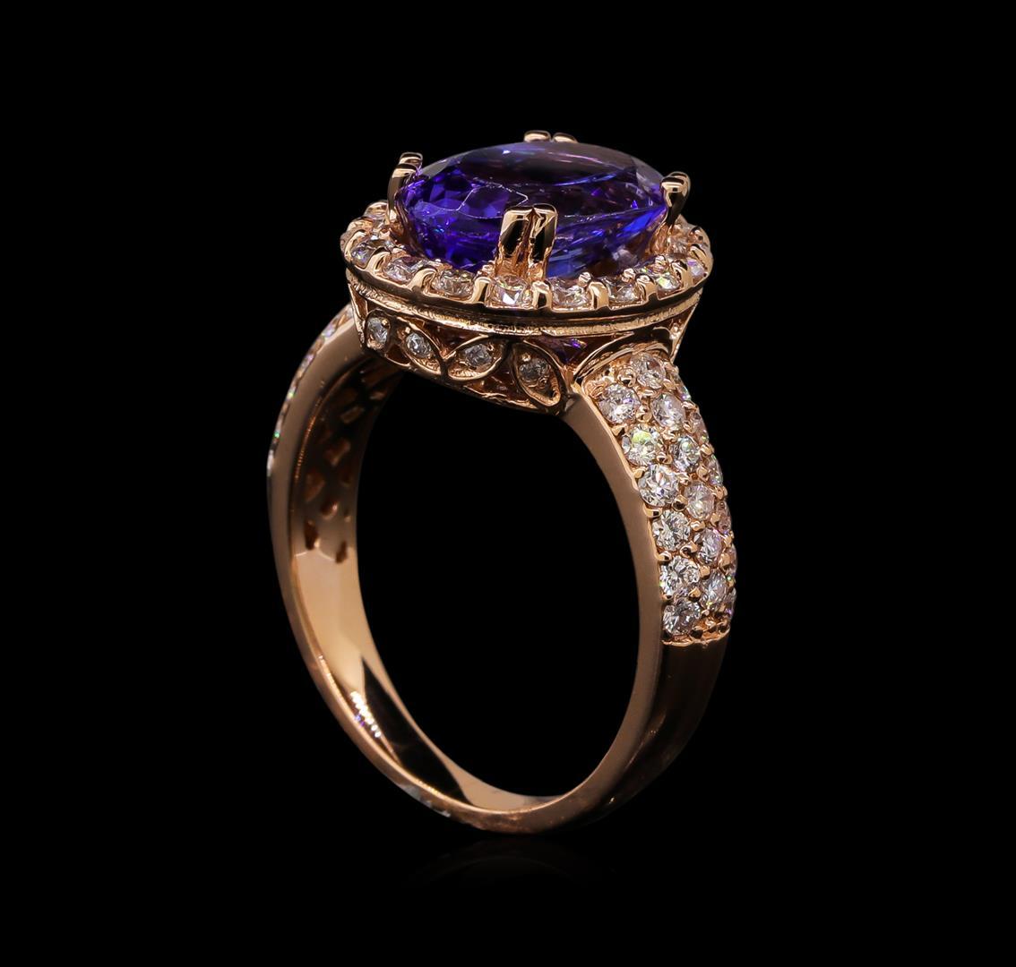 3.31 ctw Tanzanite and Diamond Ring - 14KT Rose Gold