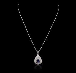 14KT White Gold 1.88 ctw Tanzanite and Diamond Pendant With Chain