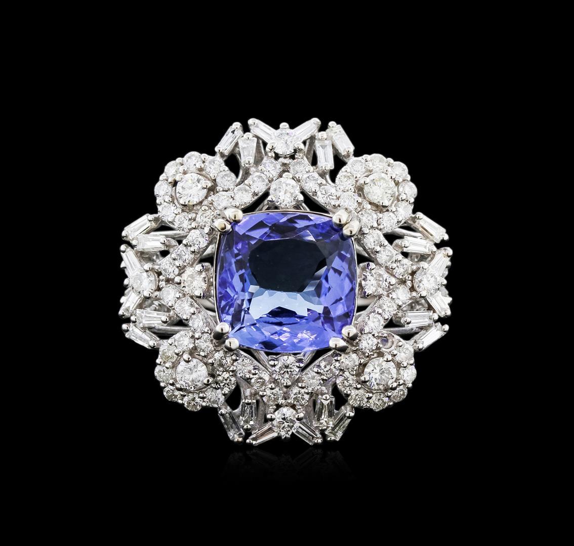 14KT White Gold 4.55 ctw Tanzanite and Diamond Ring