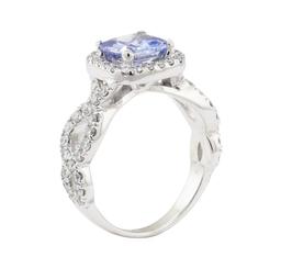 2.48 ctw Sapphire and Diamond Ring - 14KT White Gold
