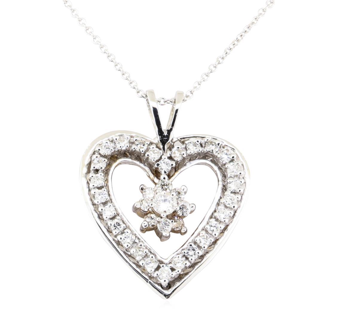 1.23 ctw Diamond Pendant And Chain - 14KT White Gold