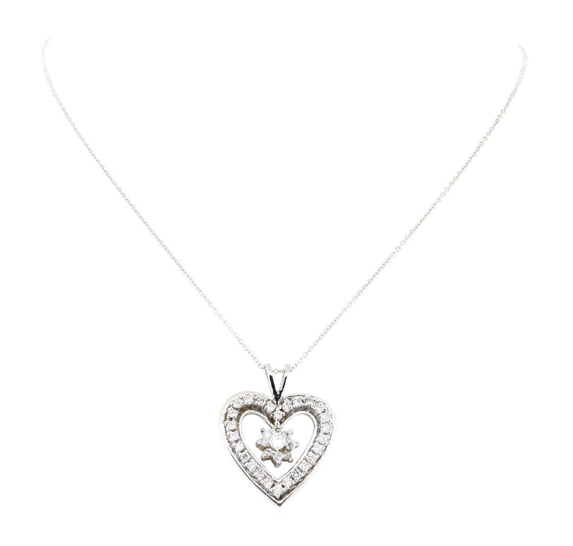1.23 ctw Diamond Pendant And Chain - 14KT White Gold
