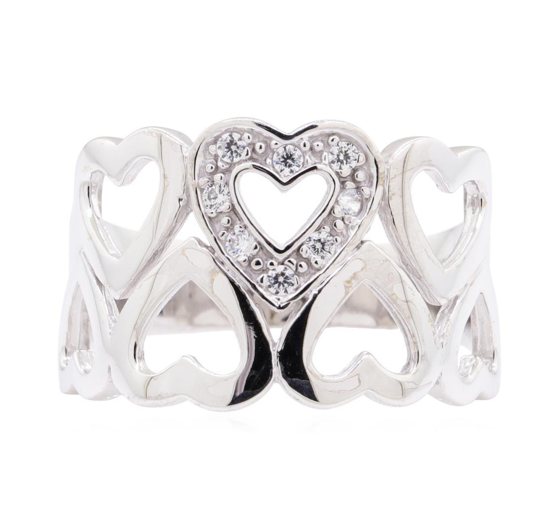 0.12 ctw Diamond Heart Motif Ring - 10KT White Gold
