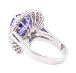 5.10 ctw Tanzanite and Diamond Ring - 14KT White Gold